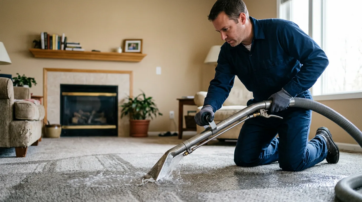 Water damage restoration technician working near Ashland, MA